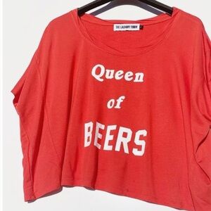 TLR The Laundry Room Queen of Beers Wide Cropped Tee Size S